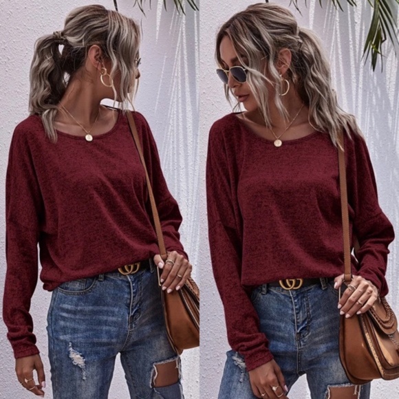 Red Open back twist detail long sleeve top - Picture 13 of 14